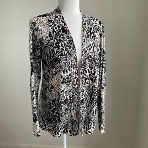 CHICO'S Leopard Print Open Front Cardigan, Size 1